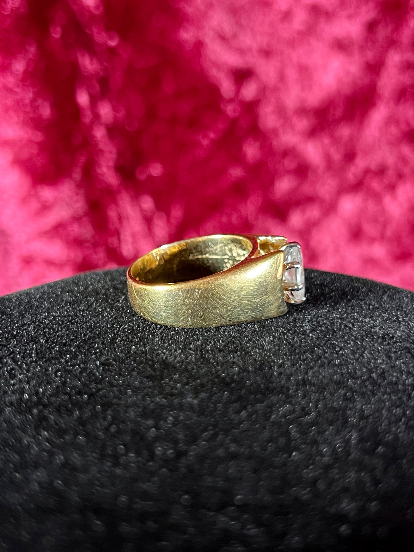 Vintage 14KT Gold Electroplate Cocktail Ring – Marquise Cut Cubic Zirconia - ESP - Size 7.5