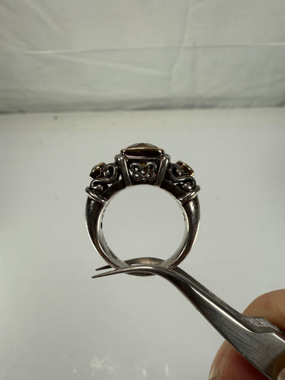 Vintage Jewelry - Gabrielle Bruni Ring - Two Tone Silver & 18k Yellow Gold - Citrine and Peridot - Size 7