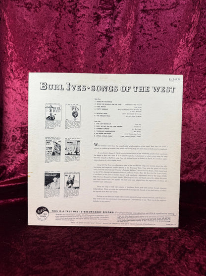 Vintage 12" Vinyl Record - Burl Ives - Songs Of The West - Decca Records