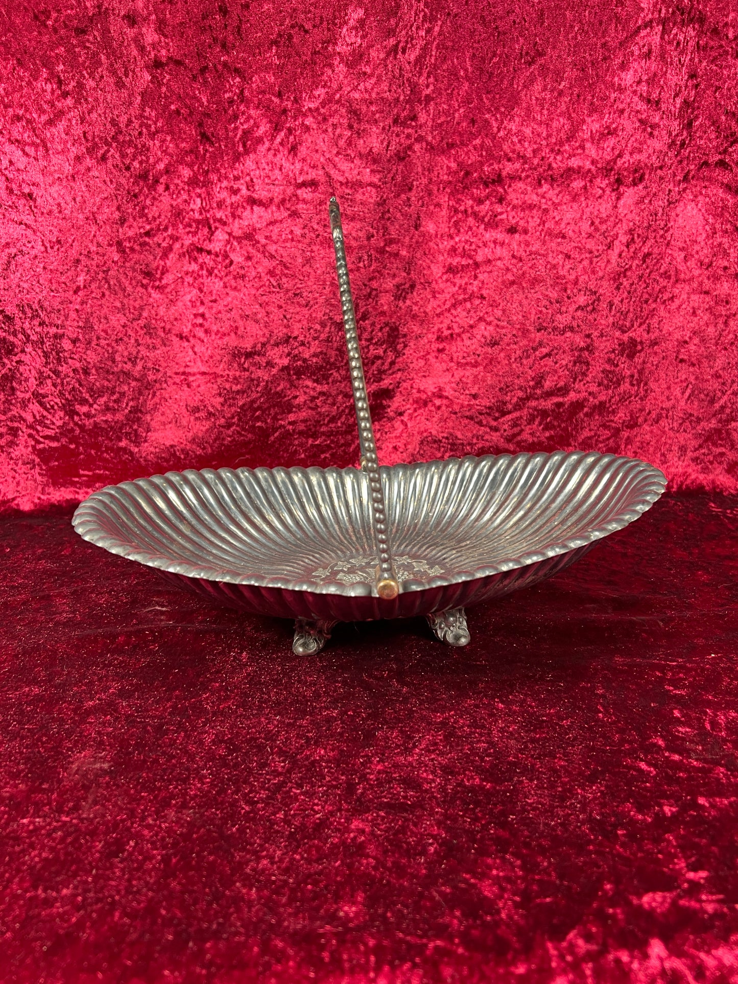 Vintage Home Decor - Silver Plate Basket Fruit Bowl - Antique Patina - Footed