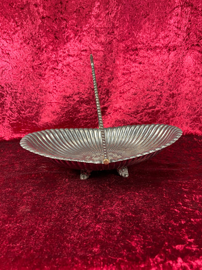 Vintage Home Decor - Silver Plate Basket Fruit Bowl - Antique Patina - Footed