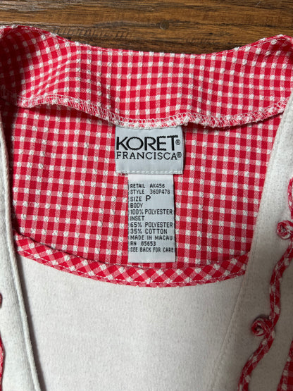 Vintage Clothing - T-Shirt Vest - Red Gingham - Koret Francisca - Medium