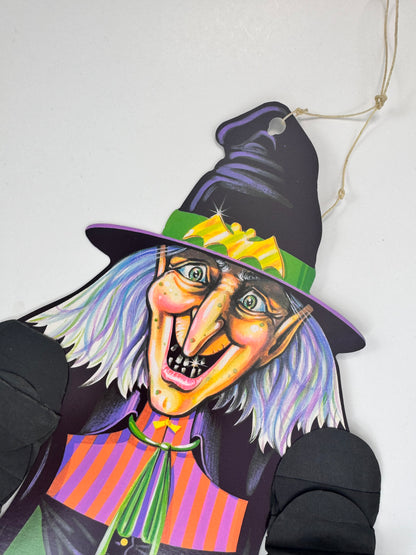 Vintage Halloween Decoration - Beistle 1990s Action Dancer Crepe Paper Die Cut - Witch