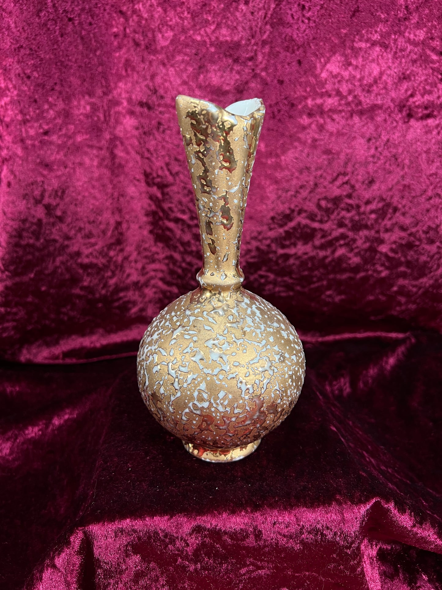 Vintage Ceramic Bud Vase – Dixon Art Studio Gold Textured Mid Century Design