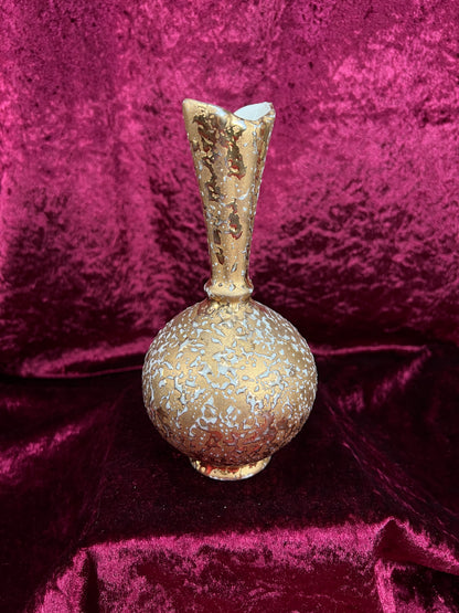 Vintage Ceramic Bud Vase – Dixon Art Studio Gold Textured Mid Century Design