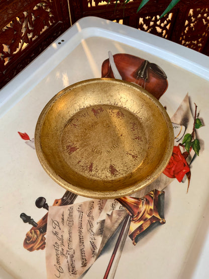 Vintage Pottery Barn Deroma Gilt Terracotta Pot and Saucer - Made In Italy - 8”