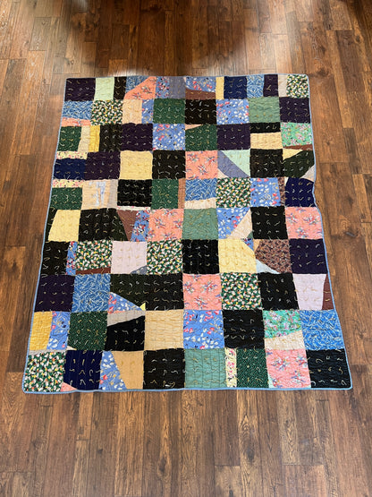 Vintage Linens - Cotton Quilt – Hand Stitched Patchwork Cottage Style
