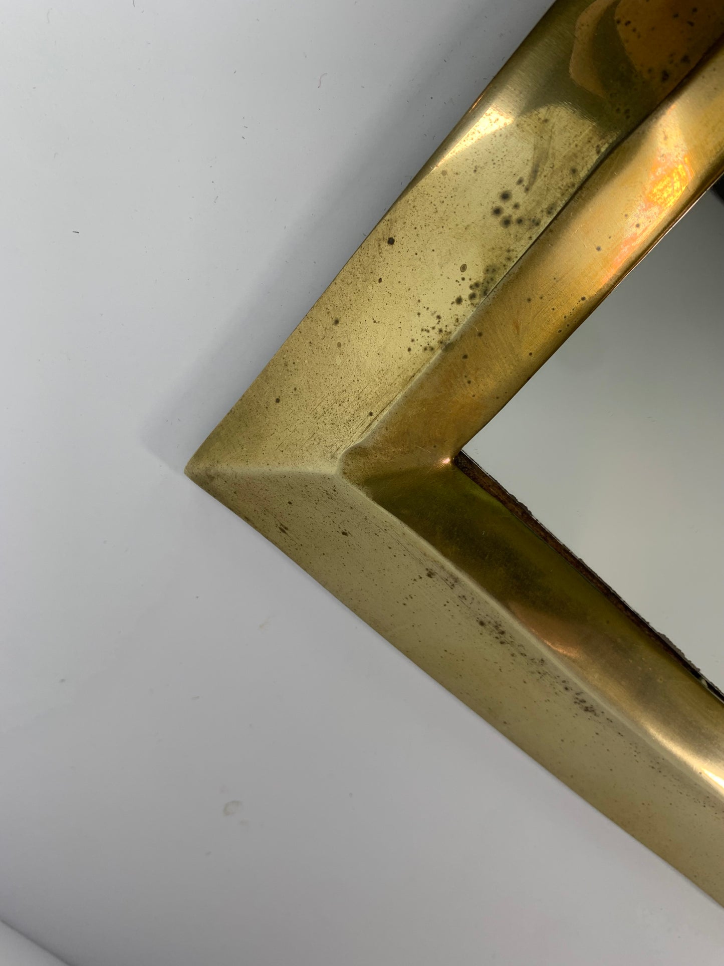 Vintage Brass Frame Mirror - 7" Square
