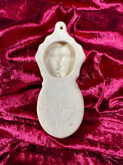 Vintage Religio - Ceramic Holy Water Font - Gold and Cream - USA