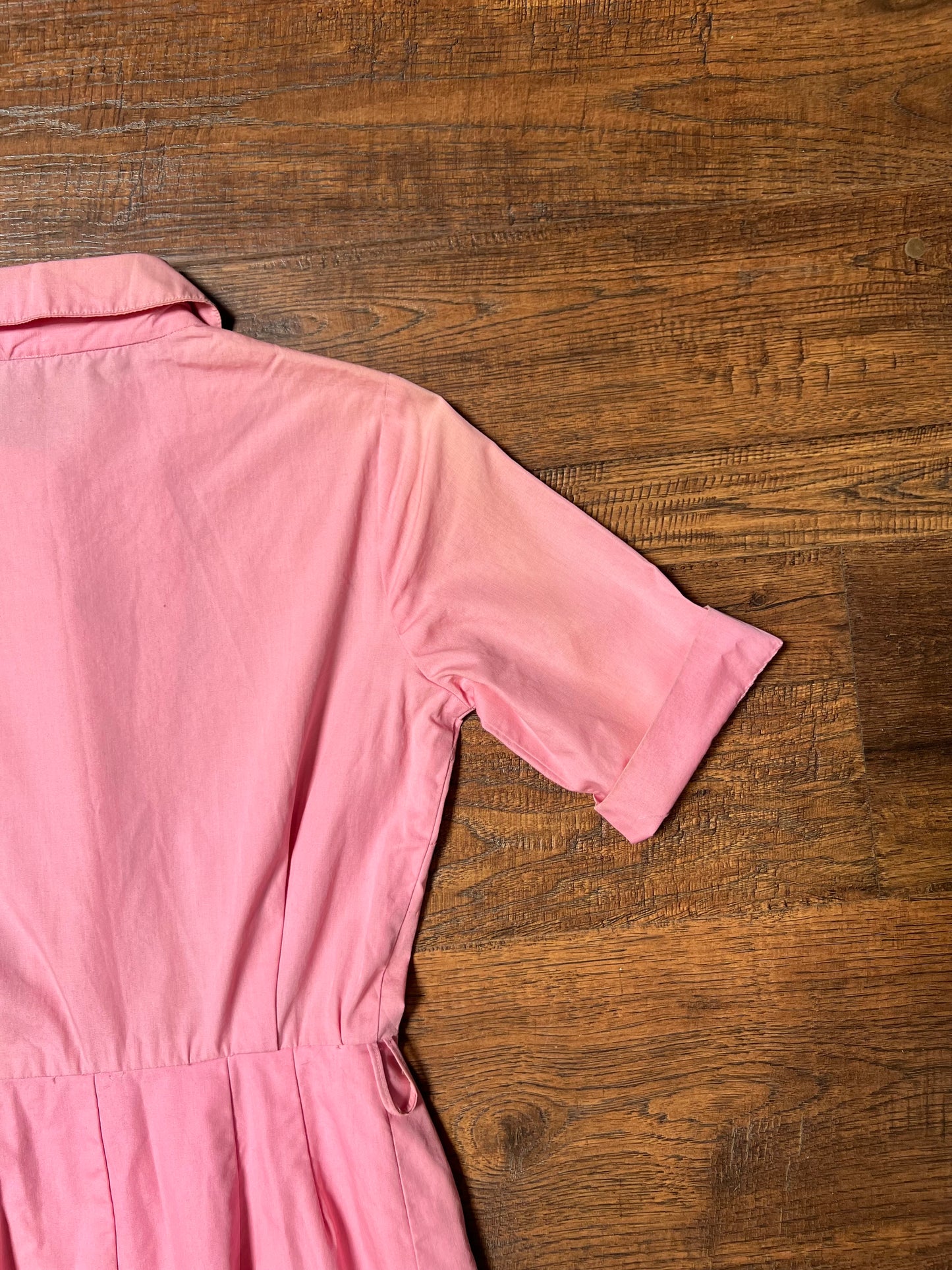 Vintage Clothing - Button Front Shirt Dress - Cotton Candy Pink - Small