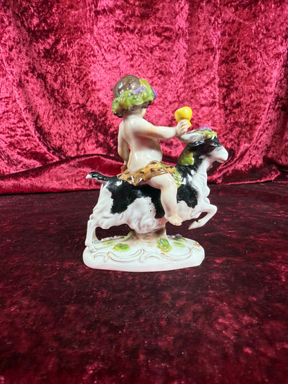 Vintage Porcelain Figure - Felix Zeh - Bacchus on Goat