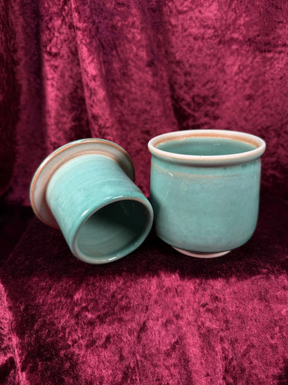 Vintage Ceramic French Crock Style Butter Bell – Muted Turquoise Glaze