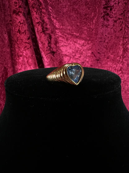 Vintage Gold Tone Ring – Bold Sparkle Heart Ring by Avon - Size 8.5