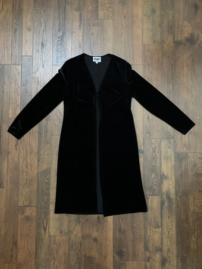 1990s Vampy Black Shift Dress & Duster Cardigan Set - Made In U.S.A. - Medium