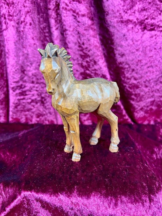 Vintage Figurine - Wood Carved Stallion - 5"