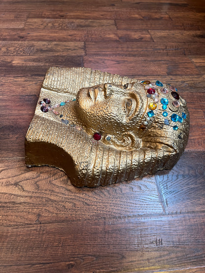 Vintage Home Decor - Ceramic Wall Mask - Bejeweled Bust of Tutankhamun
