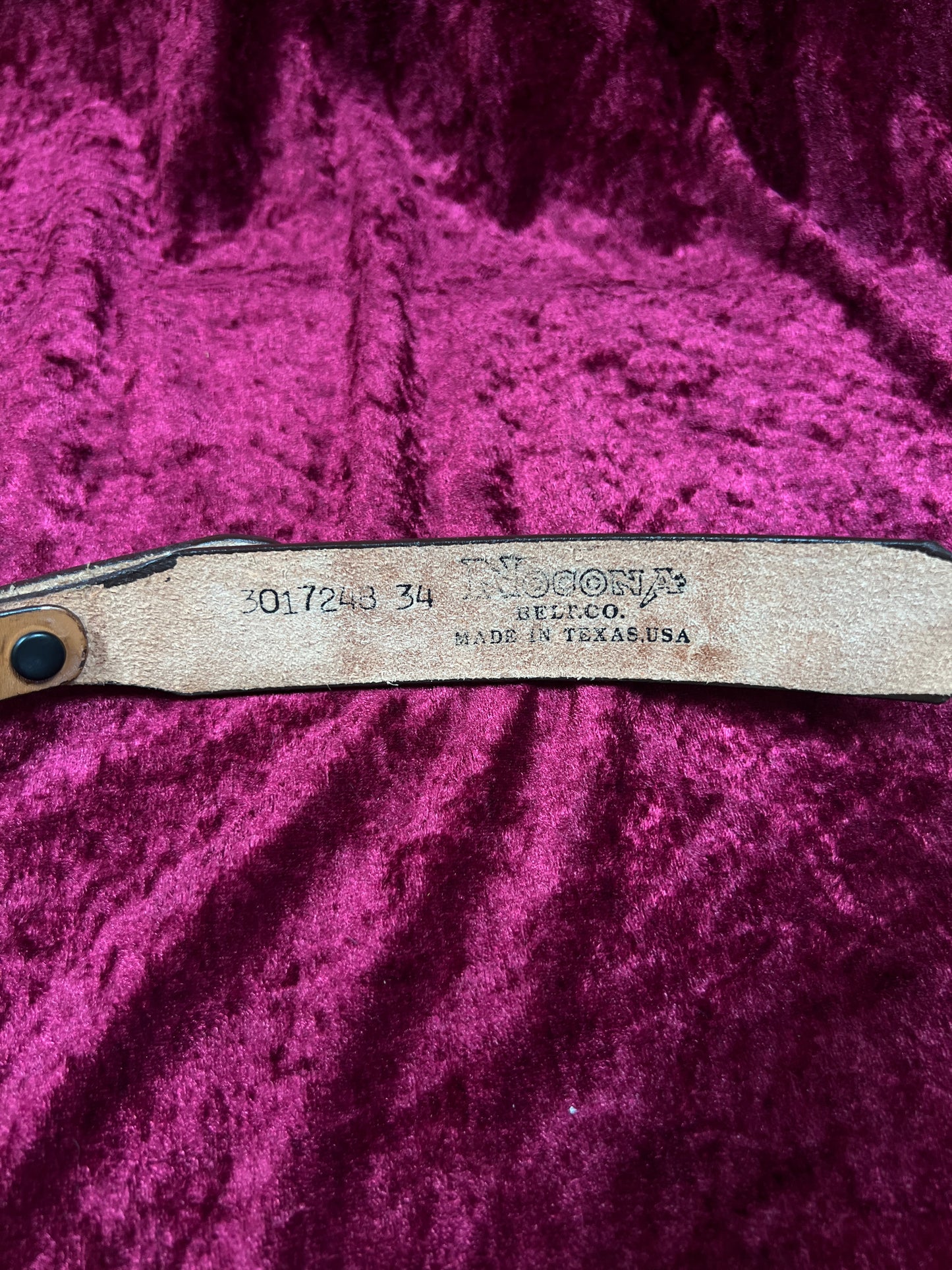 Vintage Nocona Leather Western Belt - Tooled Heart Cutout Silver Concho Belt USA Made - 34-37.75"