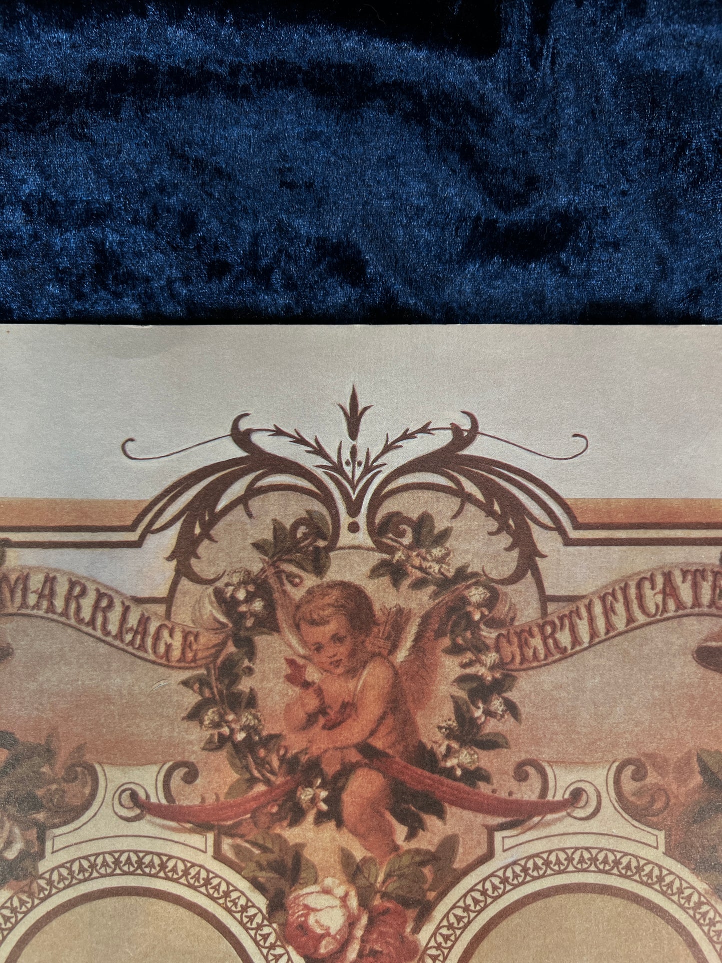 Vintage Paper Marriage Certificate - Victorian Style Cherub Floral Keepsake Print