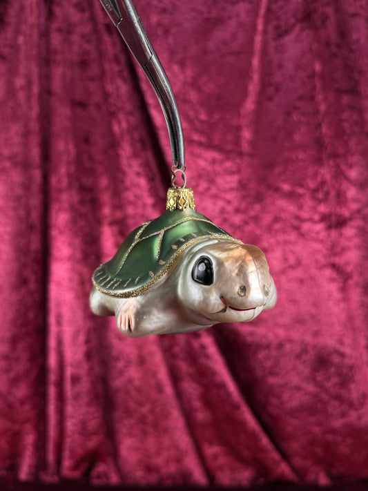 Vintage Christmas - Handblown Glass Ornament - Smiling Sea Turtle - Inge Glas - Germany
