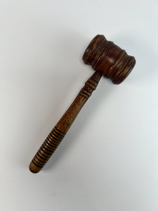 Vintage Solid Dark Wood Gavel / Auctioneer Hammer