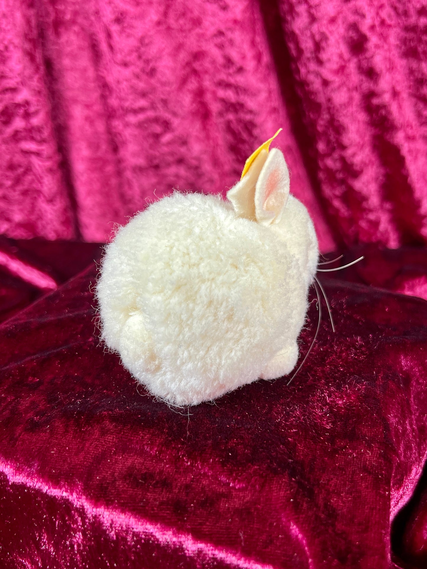 Vintage Collectibles - Miniature Stuffed Toy - White Pom Pom Bunny Rabbit - 25061 - Steiff - Germany