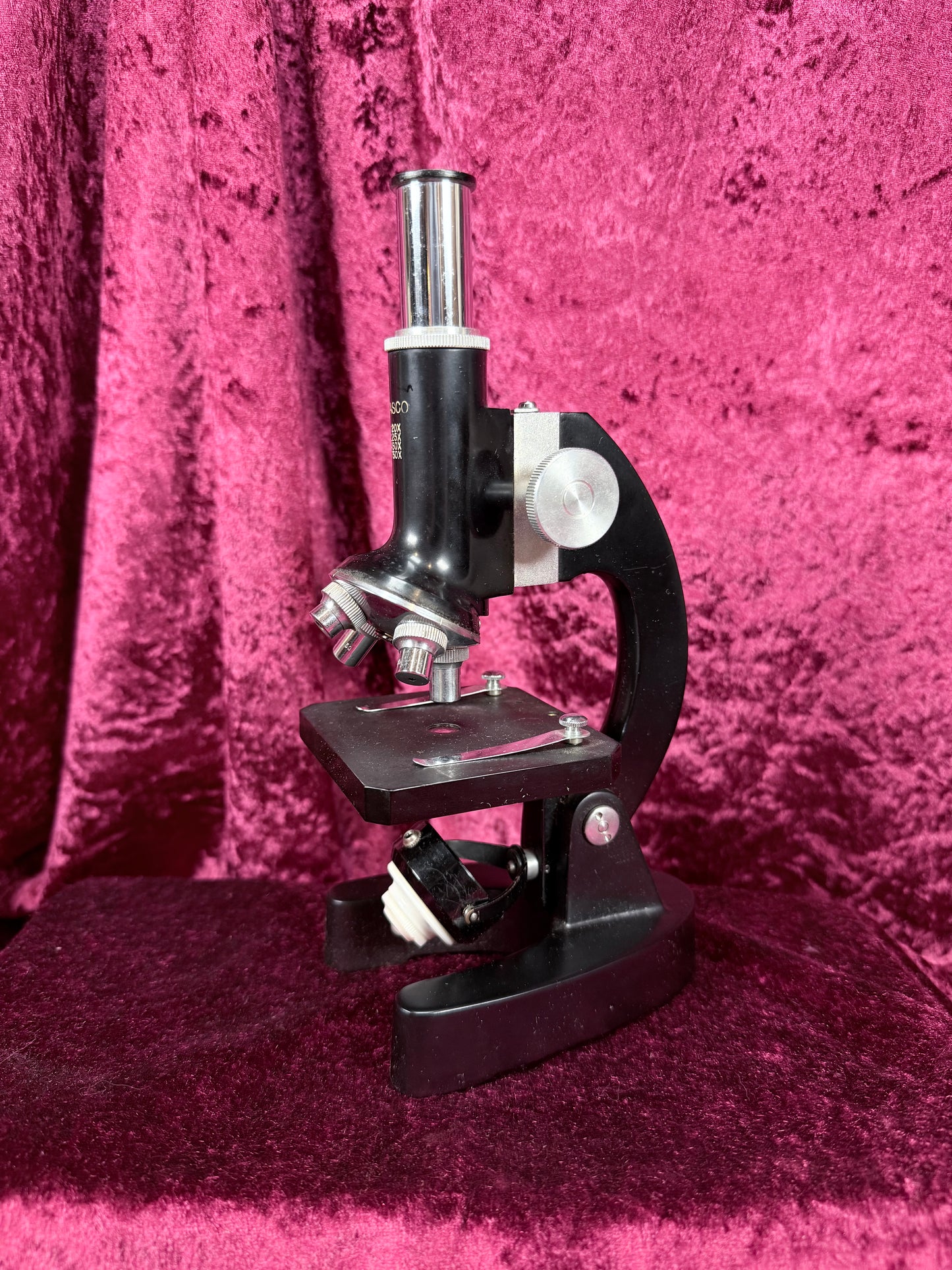Vintage Tasco Metal Microscope Set – Complete Japanese Student Science Kit with 3 Prepared Slide Collections