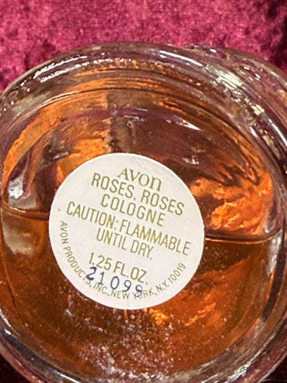 Vintage Glass Perfume Bottle – Miniature Watering Can - Roses, Roses - Avon