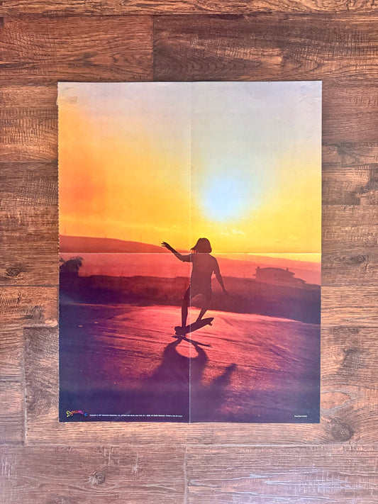 Vintage Dynamite Magazine Insert Poster - 1970s - Skateboarder in the Sunset