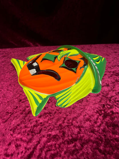 Vintage USA Plastic Halloween Mask - Scarecrow Jack-O-Lantern Face