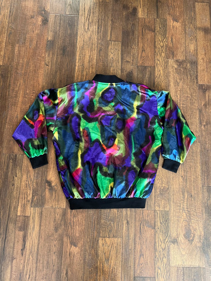 Vintage Clothing - Satin Bomber Style Jacket - Psychedelic Jewel Tones - Large - Venezia Vitale