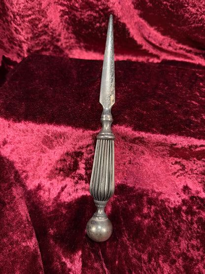 Vintage Metal Letter Opener – Fluted Handle Tapered Blade