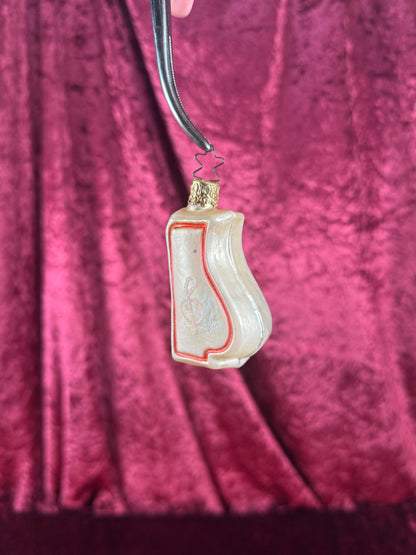 Vintage Christmas - Handblown Glass Ornament - Lyre Music Instrument - Inge Glas - Germany