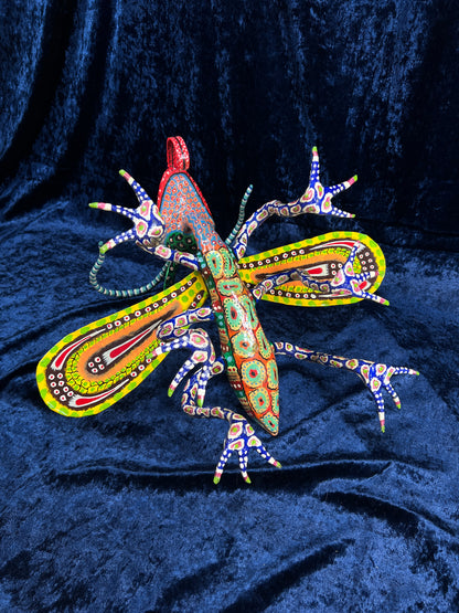 Vintage Paper Mache Alebrije Sculpture – Fantastical Winged Lizard Folk Art