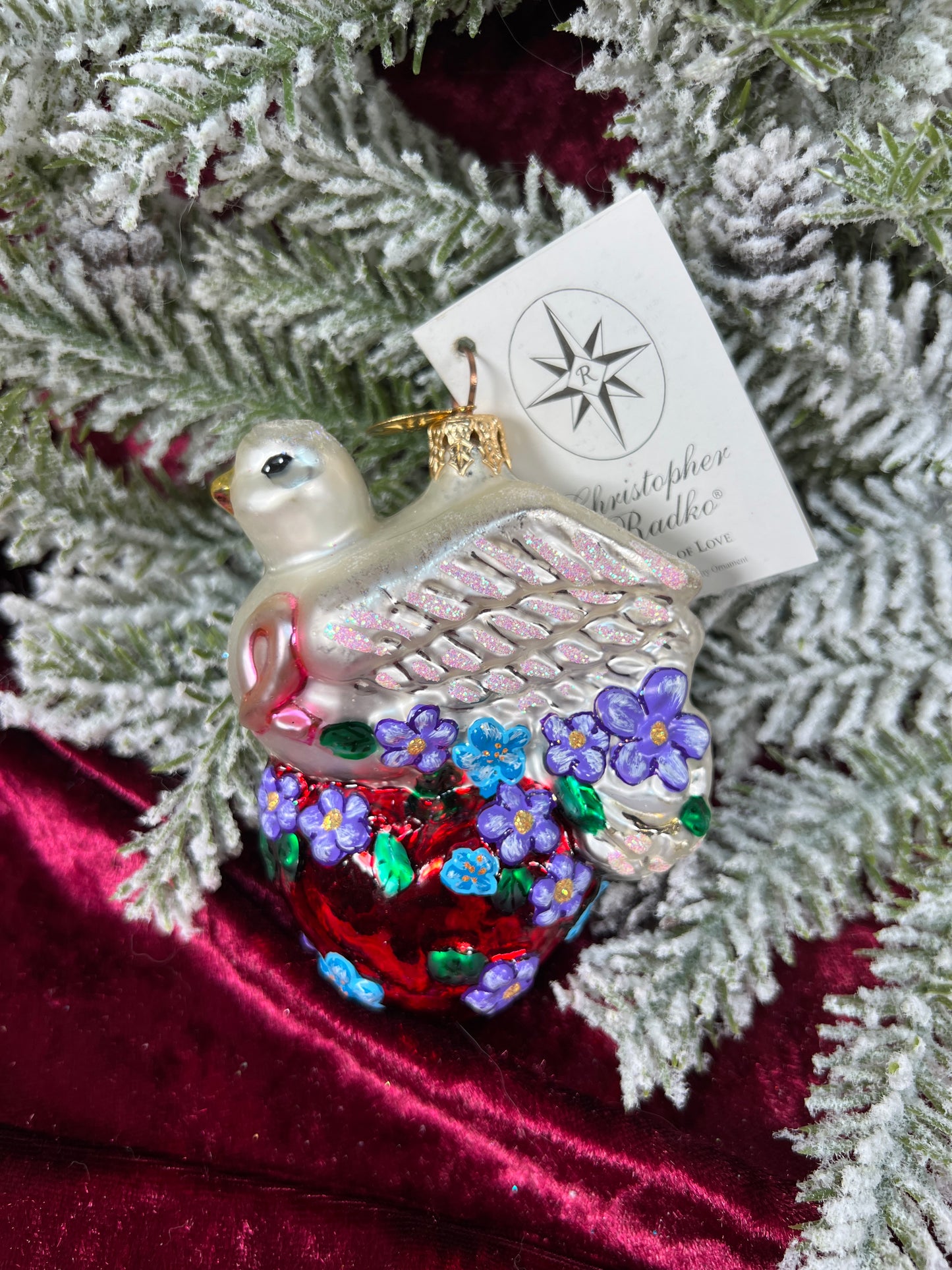 Vintage Christmas - Handblown Glass Ornament - Wings Of Love - Christopher Radko - 2001