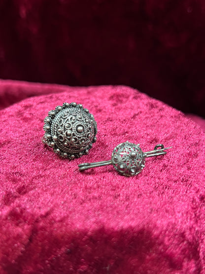 Vintage Jewelry - Poison Ring and Brooch Set - Sterling Silver - Made In Italy - Size 4