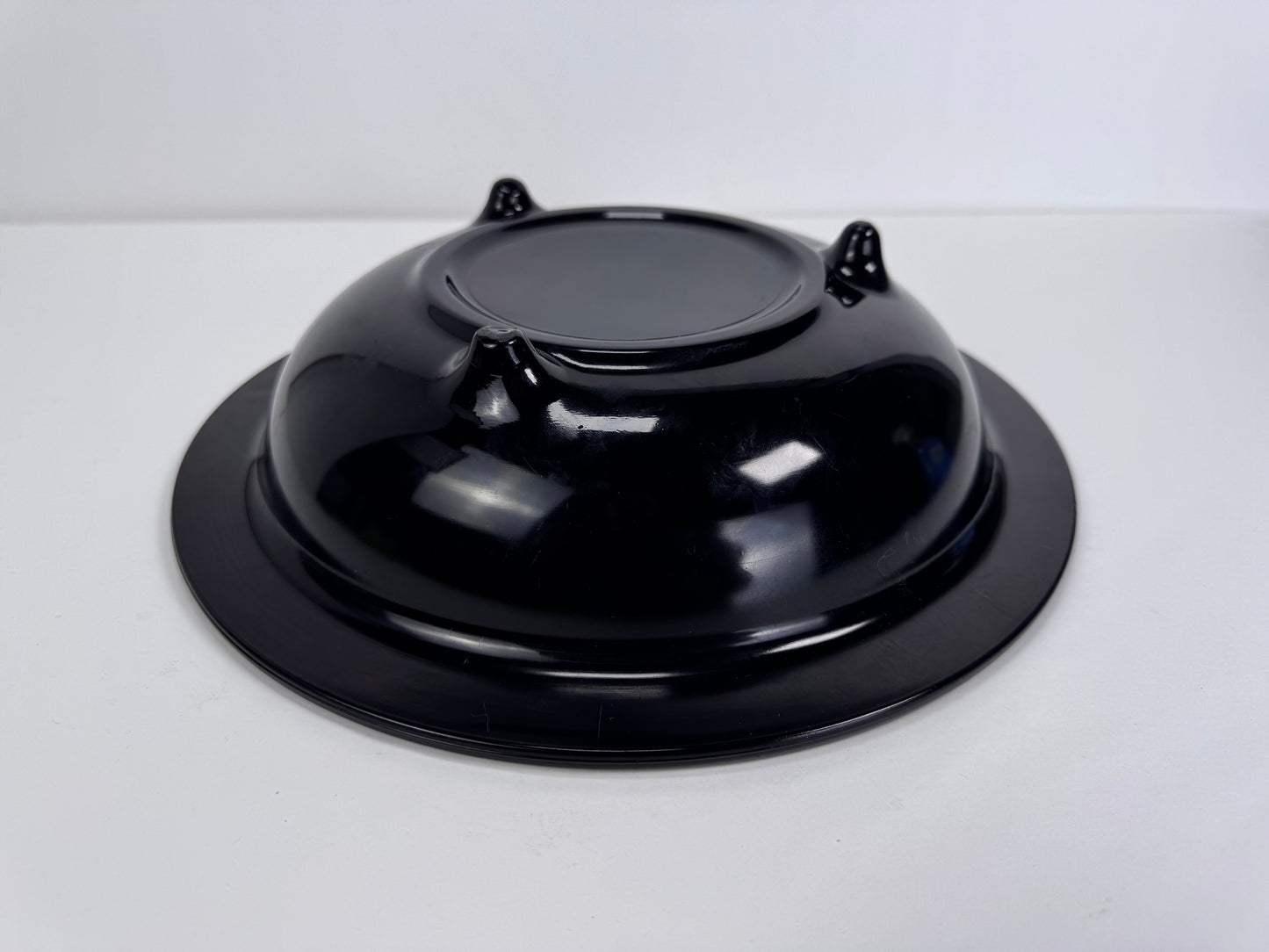 Vintage Footed Black Pressed Glass Bowl - Floral Trellis Decorative Pattern