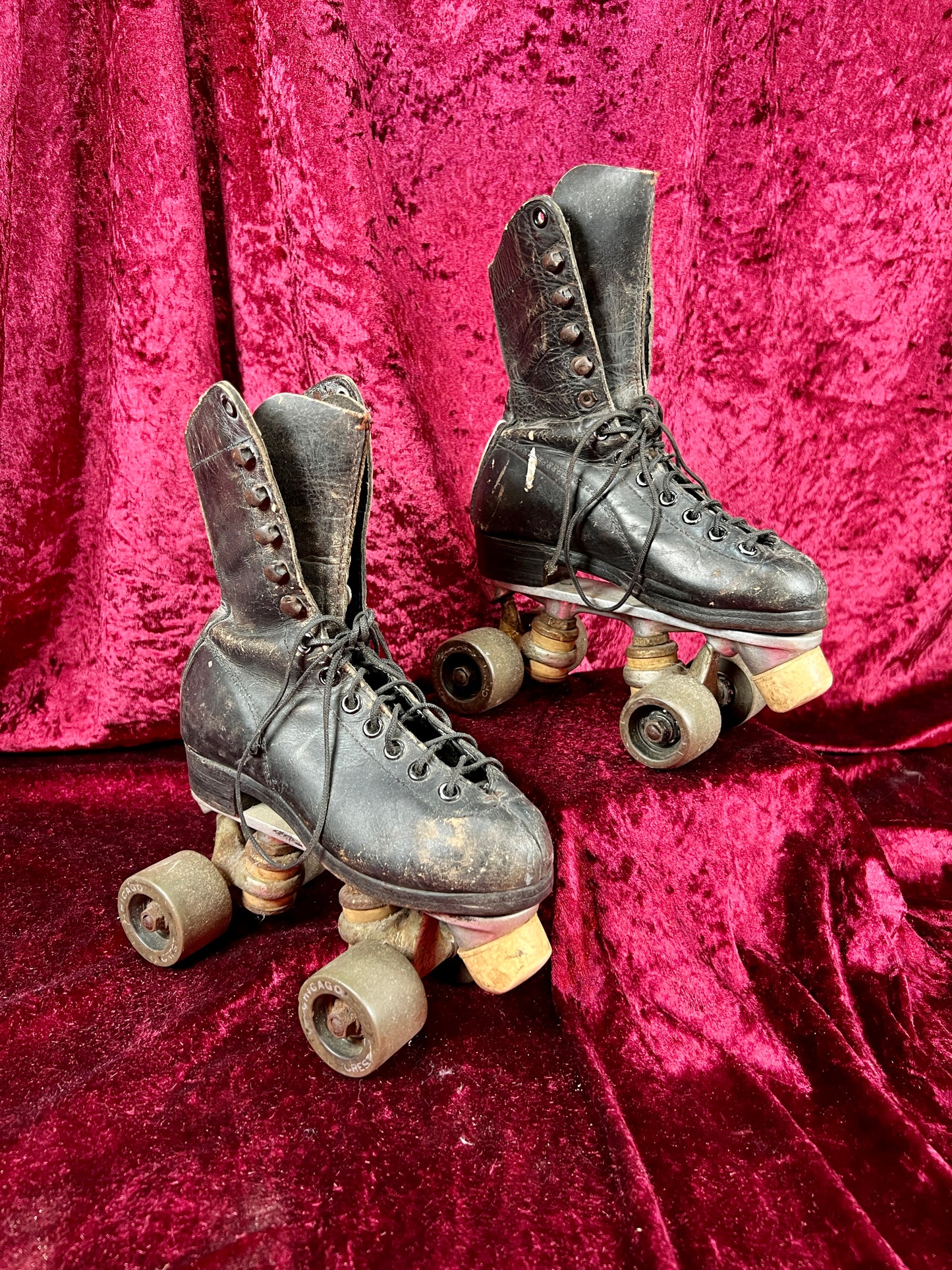 Vintage Leather Roller Skates – Black Leather - Chicago Wheels and Sure-Grip Trucks