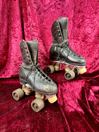 Vintage Leather Roller Skates – Black Leather - Chicago Wheels and Sure-Grip Trucks