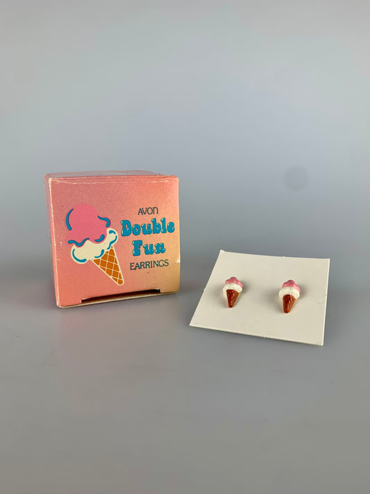 Vintage 1986 Avon Double Fun Ice Cream Cone Earrings