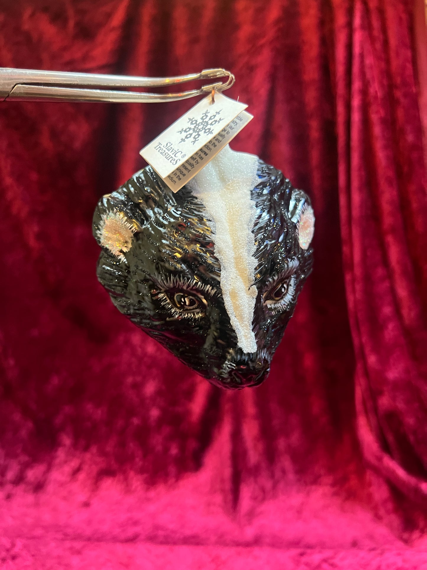 Vintage Christmas - Handblown Glass Ornament - Skunk - Slavic Treasures - Made In Poland