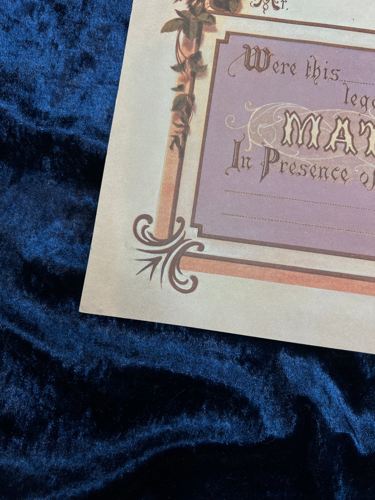 Vintage Paper Marriage Certificate - Victorian Style Cherub Floral Keepsake Print