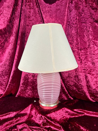 Vintage Lighting - Tabletop Lamp - 1980s Art Deco Revival - Mauve Shell