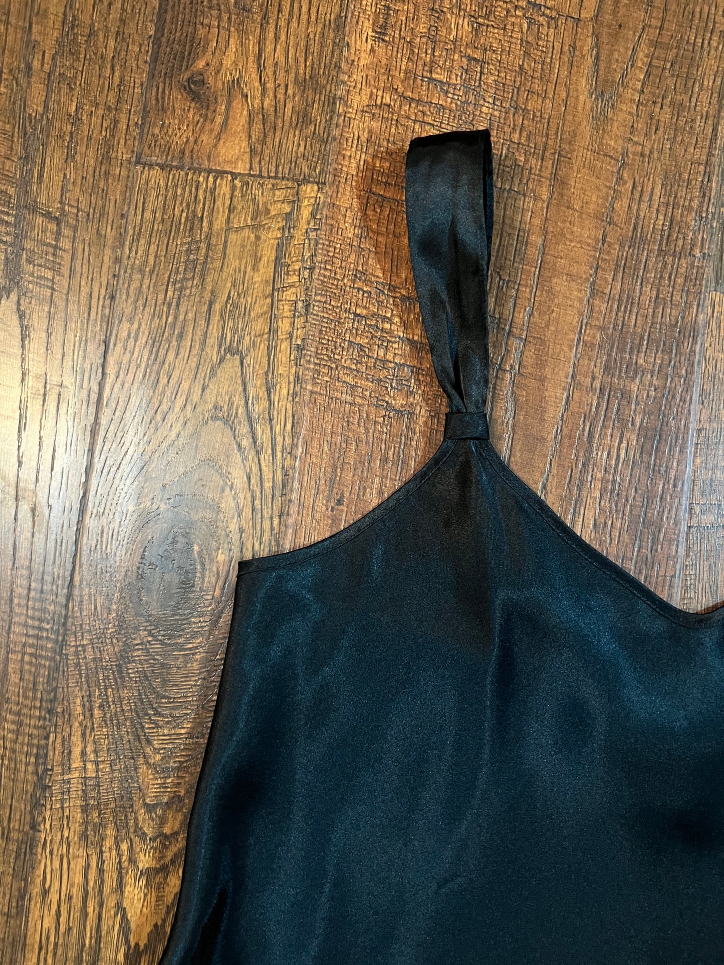 Vintage Clothing - LA Intimates Black Satin Slip Dress - Size Medium