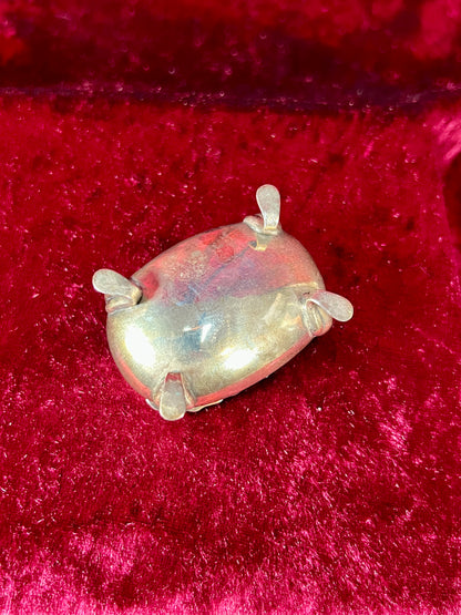 Vintage Kitchen - Footed Salt Cellar with Cobalt Blue Glass Insert - Sterling Silver - Dented