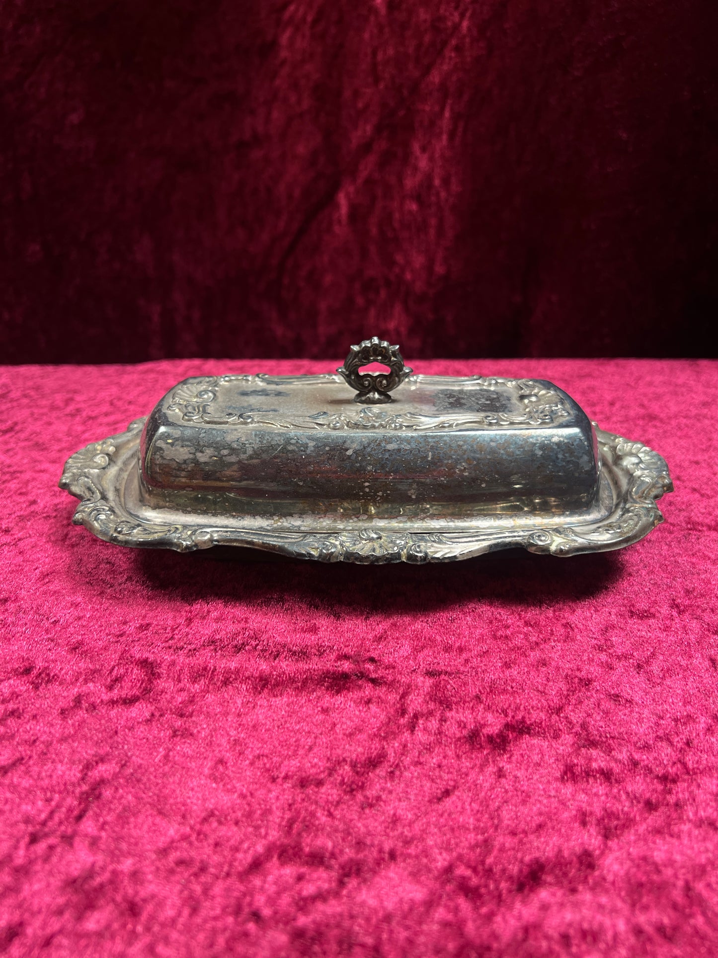 Vintage Silverplate Butter Dish - Ornate Rococo Design with Glass Liner