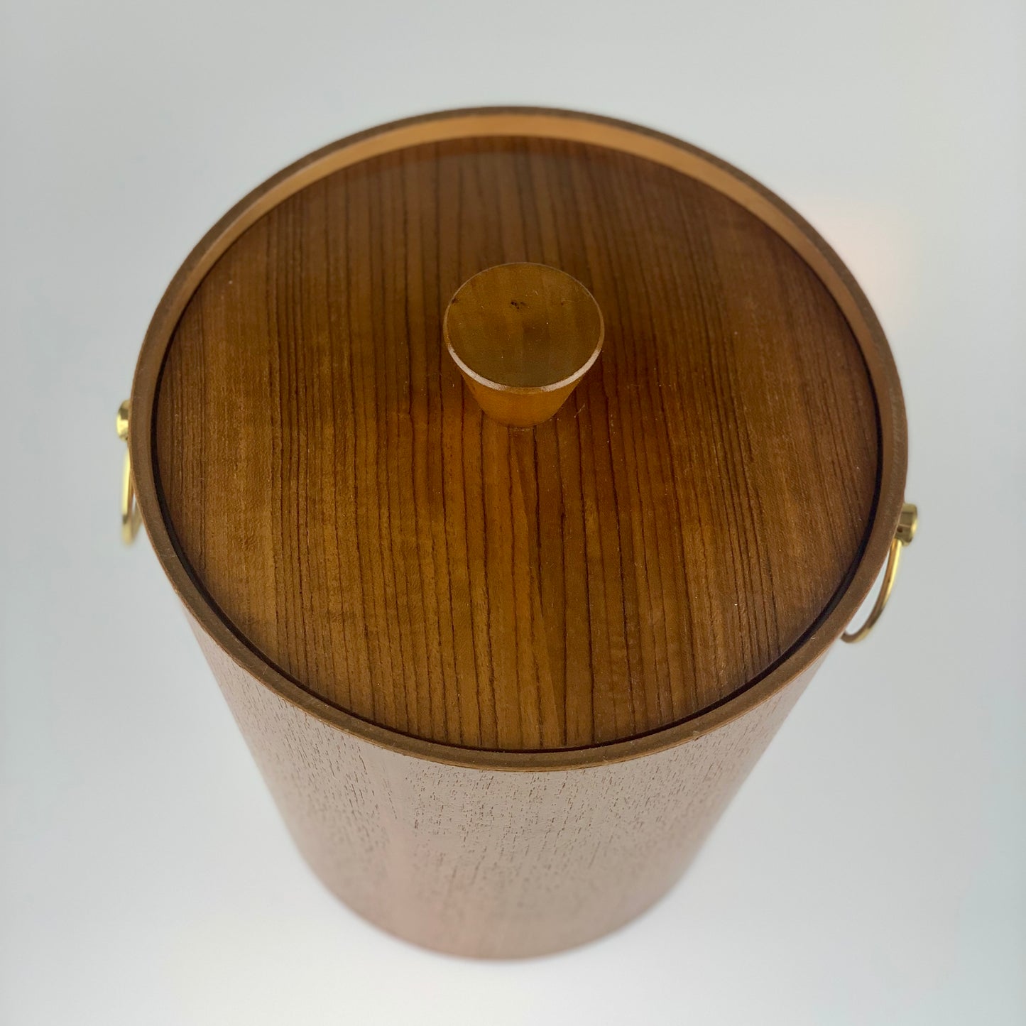 Vintage Mid Century Modern Teak Wood & Brass Ice Bucket