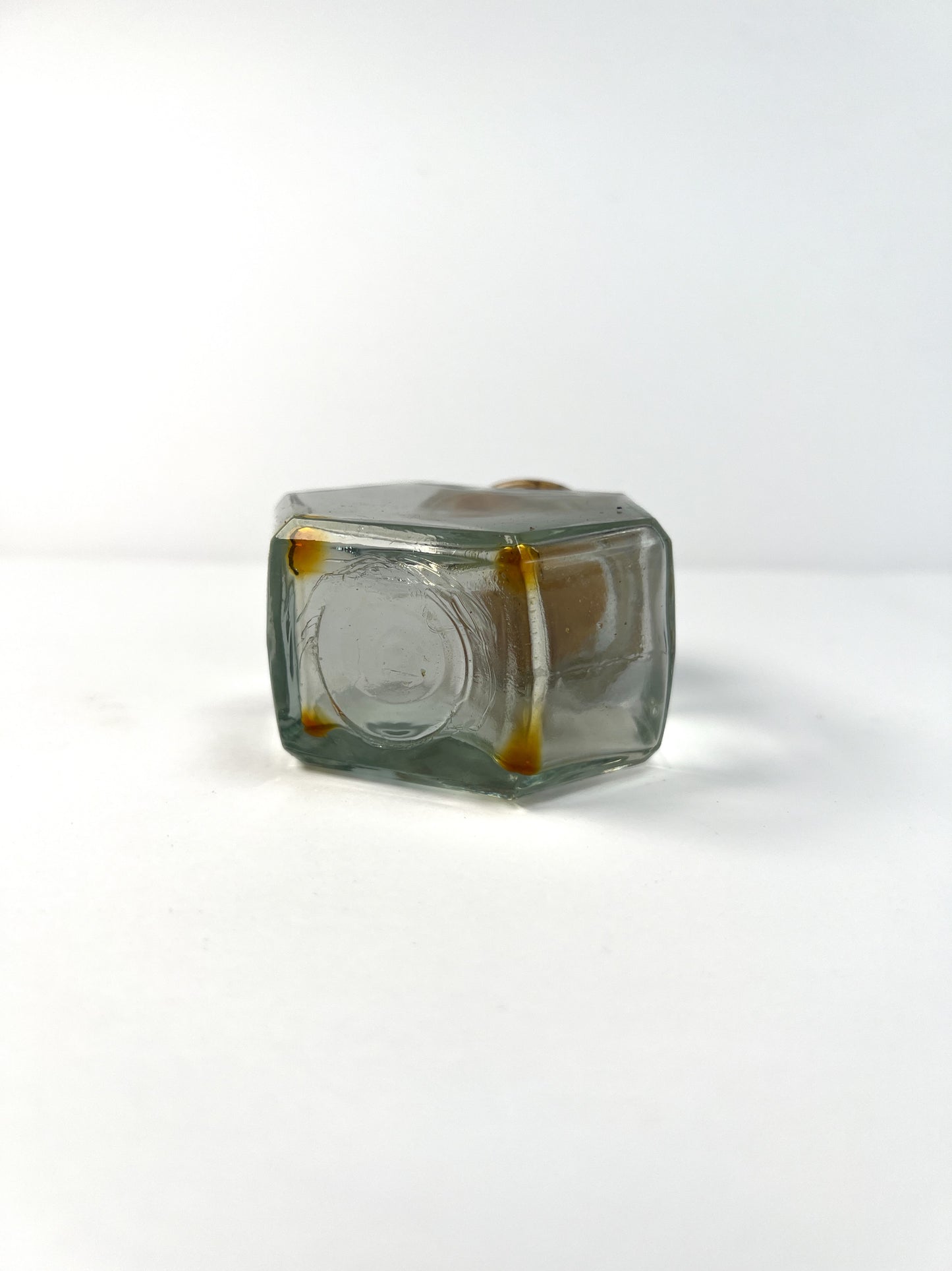 Vintage Miniature Glass Apothecary Bottle - Hexagon