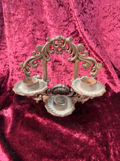 Antique Decor - Cast Iron 3 Candle Sconce - Gothic Style Fixture