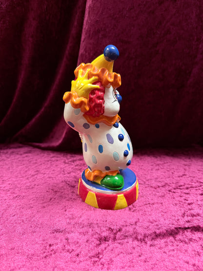 Vintage Vinyl Clown Piggy Bank – Polka Dot Costume + Circus Base