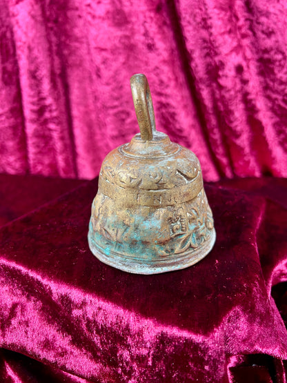 Vintage Religio - Antique Brass Sanctuary Bell - Raised Relief of The Twelve Apostles